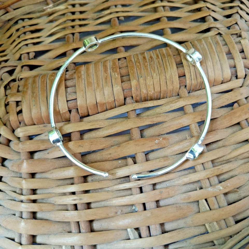 黄色黄水晶袖口手镯手工纯银可调节手链 — 第 2/4 张图片