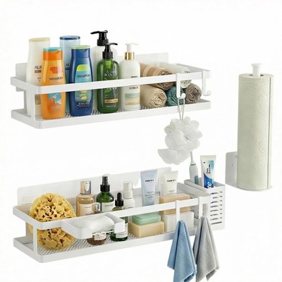 5-in-1 16.5'' Extra Long Kitchen Organizer & Shower Caddy Set, Wall Mount Spic...