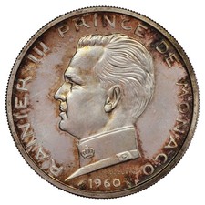 Monaco 5 Francs 1960 Essai Rainier III Silber SPL KM.E41 GadMC.152 M&uuml;nze