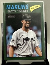 2026 Topps Heritage - Eury Perez Dark Green Border #18 Miami Marlins 