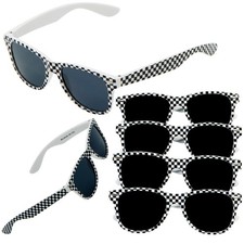 6 Race Car Checkered Sunglasses for Bulk 6 Pack with UV400 Protection, Raceca...
