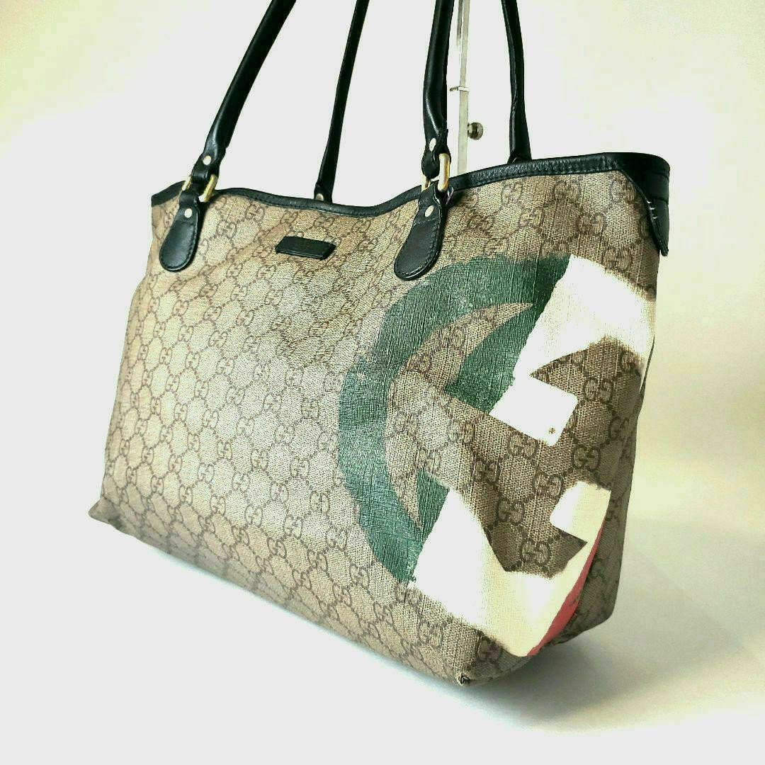 GUCCI GG Supreme PVC Beige Tote Shoulder Bag From Japan 203693.001998