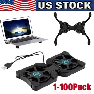 Dual USB Cooling Fan Pad Foldable Slim Fans Cooler Stand for Laptop Notebook Lot