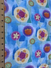 Floral on Blue Flannel fabric sold by the yard 2523
