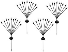 Set Di 4 Torce Solari a Sfere Luminose LED Bianco Caldo H73 Cm