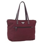 PRADA Tote Bag Nylon Bordeaux Silver Auth mr1526