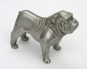 PEWTER METAL ENGLISH BULLDOG POSSIBLY MACK - 2 3/8 T 3 1/8 L 1 5/8 W PAPERWEIGHT