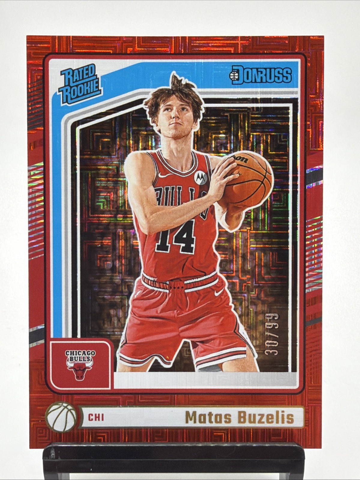 2024-25 Panini Donruss Rated Rookie Matas Buzelis #240 Choice Red /99 (RC)
