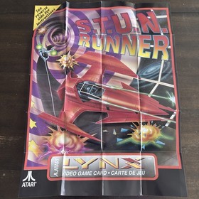 S.T.U.N. Runner Atari Lynx 1991 Game + Manual w/ Poster - Cleaned Tested Working
