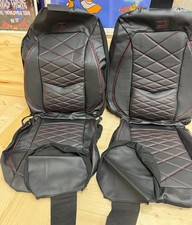 CARPASS Universal Front Car Seat Covers Black Red Stitching PVC Leather Pet Dog