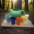 Fiestaware Vintage Green Ice Lip Pitcher + 6 Original 1930’sTumbler Set Fiesta@@