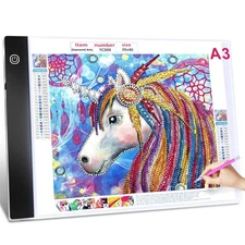 A3 Led Light Pad for Diamond Art, Light Table Trace Light Board for Painting Tat