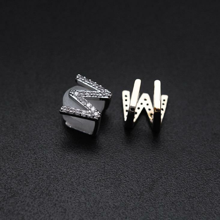 Gold Plated Alphabet Grillz - 26 Initial Letters With CZ Icing For Hip Hop Style