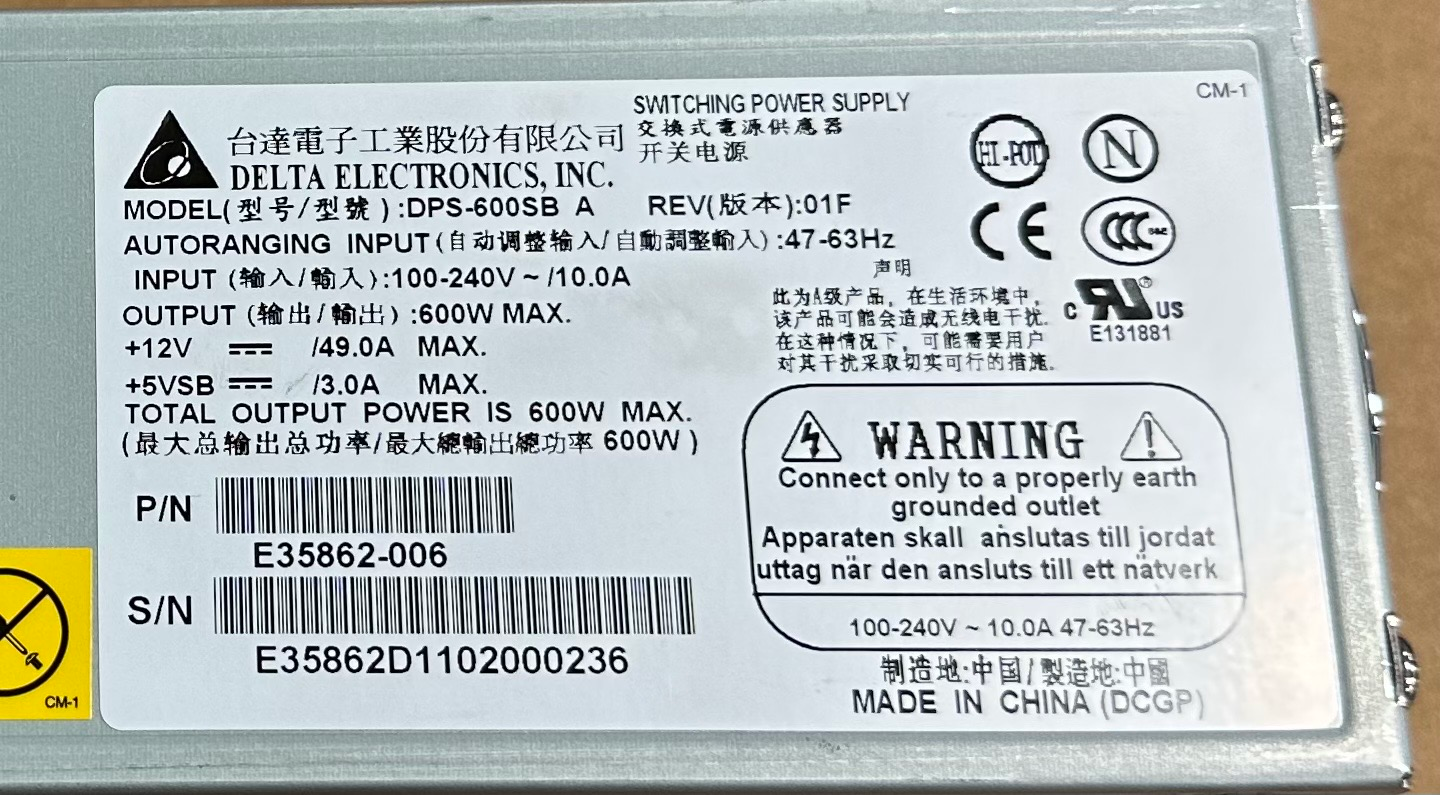 Delta Electronics DPS-600SB A Switching Power Supply 100-240V 600W | eBay