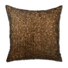 Decorative Throw Pillow Case Brown 16"x16", Square Silk - Story Of Gold