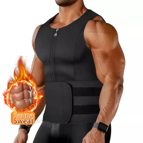 Traje de sauna para hombre chaleco de sudor entrenador de cintura moldeador corporal compresión gimnasio torso sin mangas - Imagen 14 de 31