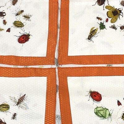 Rare!! HERMES Silk Scarf Les Insectes Bug Insect France 90 White x