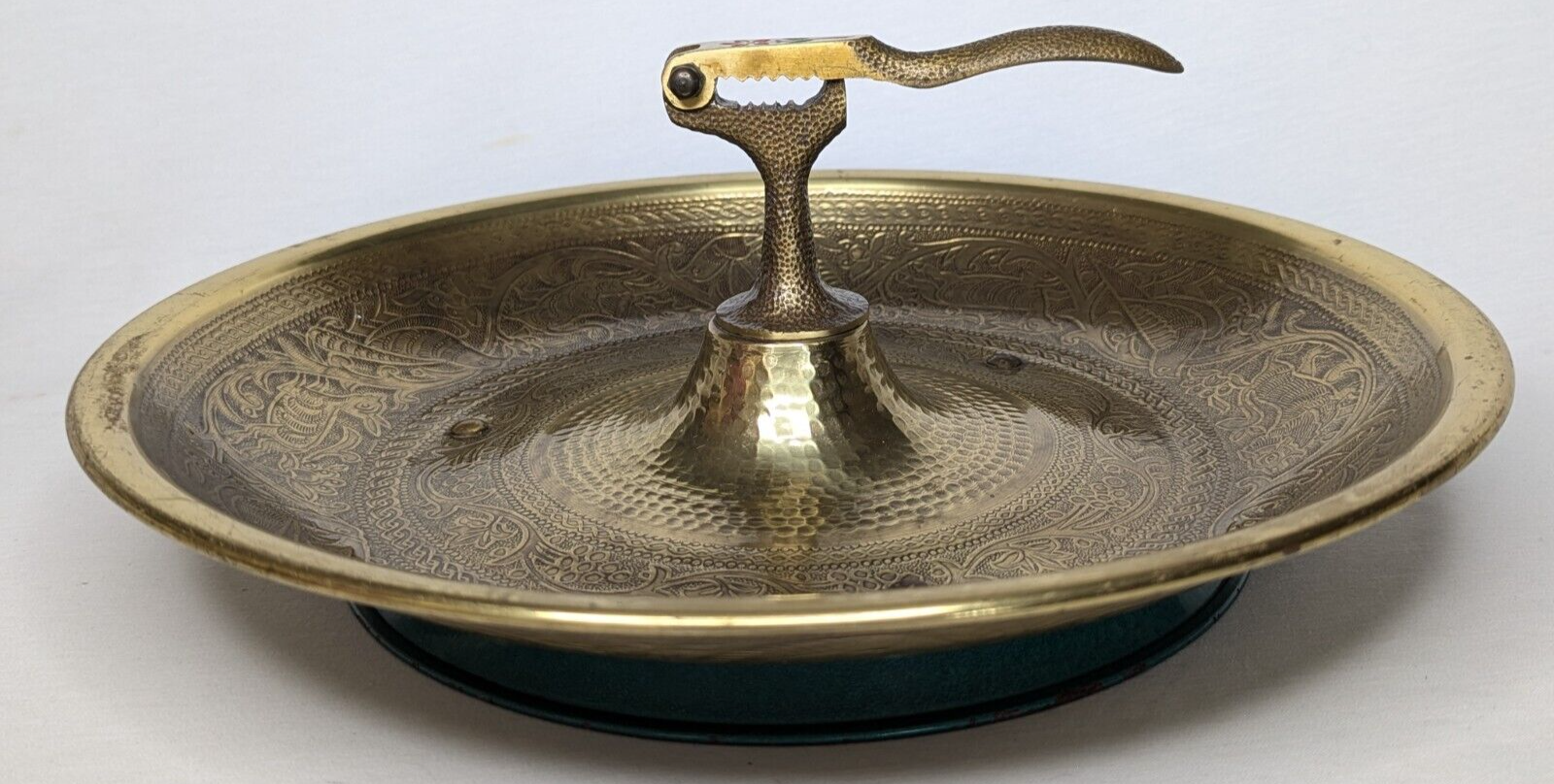 Vintage Tamar Brass Nut Cracker Dish Bowl Pedestal Shalom Made in Israel