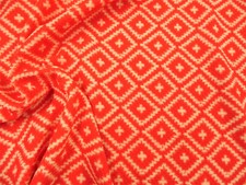 Printed Bullet Liverpool Textured Fabric 4 way Stretch Red Cream Diamond T101