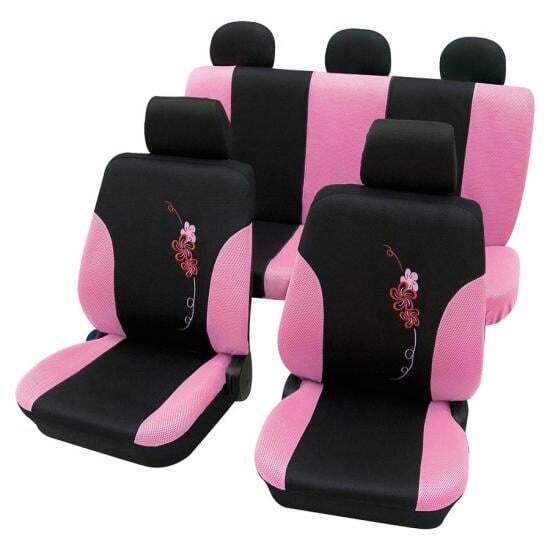 Girly Car Seat Covers Pink Black Flower for Suzuki Swift 2010