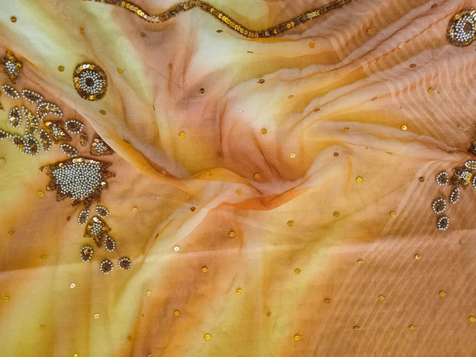 Bufanda Georgette Dupatta vintage india bordada estola larga para mujer LD7197 Foto 3 de 4