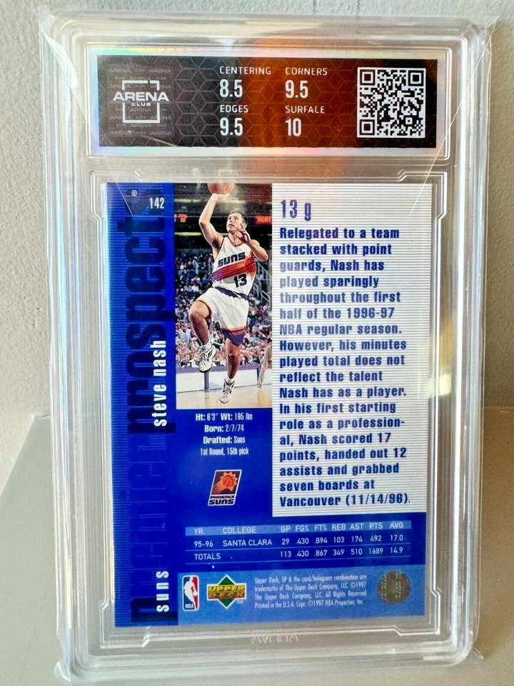 1996-97 Upper Deck SP Premier Prospects # 142 Steve Nash Grade 9 Mint - Image 2 of 2