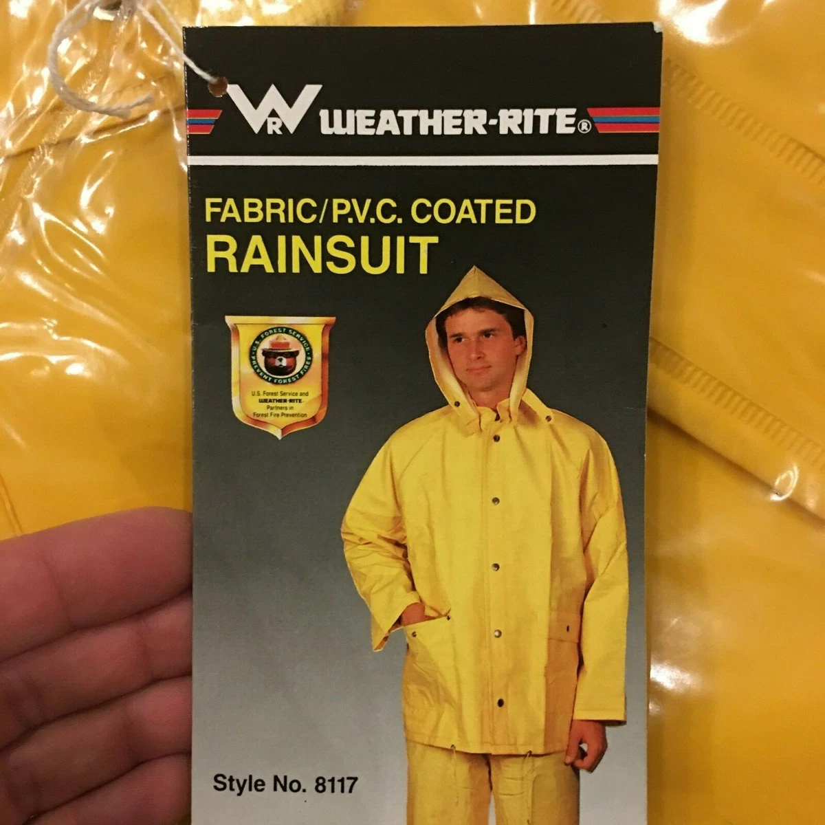 NEW Weather Rite 2 pc Rain Suit Waterproof Coat Pants Yellow PVC medium 21 2883