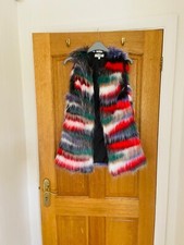Women’s Charlotte Russe Mulitcoloured Faux Fur Gillet. Size S. Hook & Eye Fasten