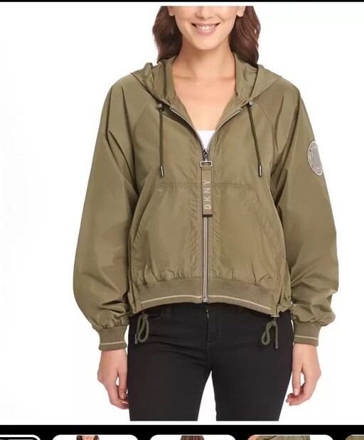 DKNY Women's Windbreaker Water resistant Jacket (Sno Juniper, Medium NWT