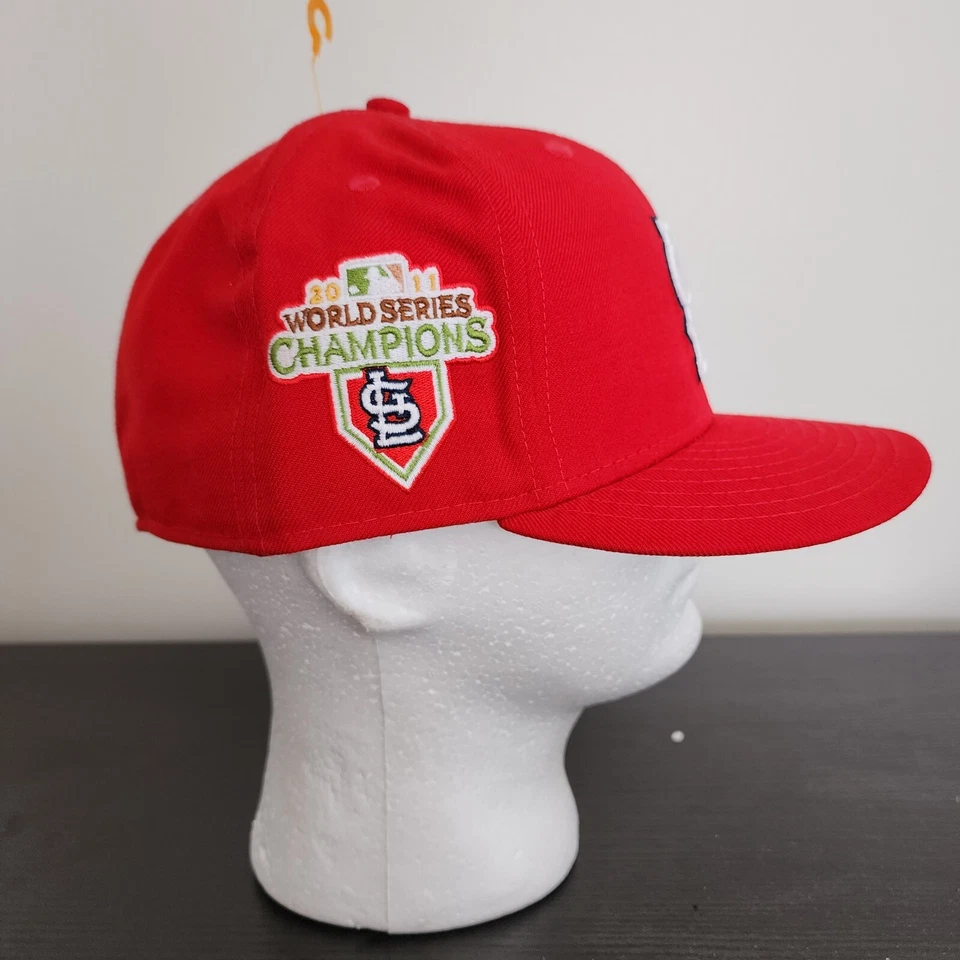 St. Louis Cardinals Hat New Era 7 5/8 59fifty Fitted Cap Red World Series Wool - Image 3 of 4
