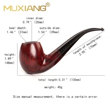 MUXIANG Briar Wooden Tobacco Pipe 9mm Filter Bent Taper Stem Smooth Smoking Pipe