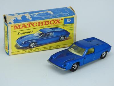MATCHBOX SUPERFAST LOTUS EUROPA No.5 DARK BLUE VNM IN ORIGINAL F BOX 1969