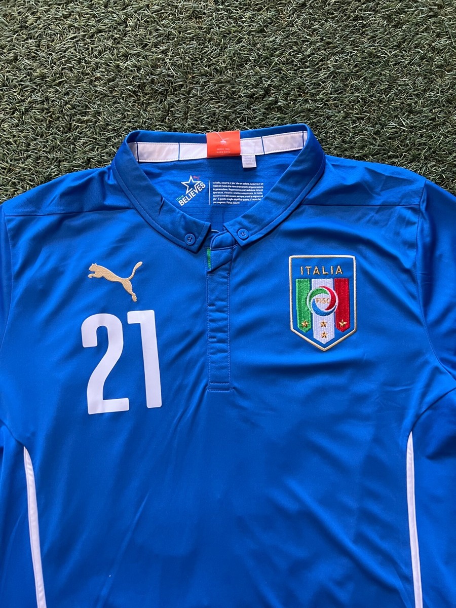 PUMA - イタリア代表 2014 #21 ピルロ 長袖 ユニフォーム PUMA イタリア代表 2014 ホーム 長袖レプリカユニフォーム 21