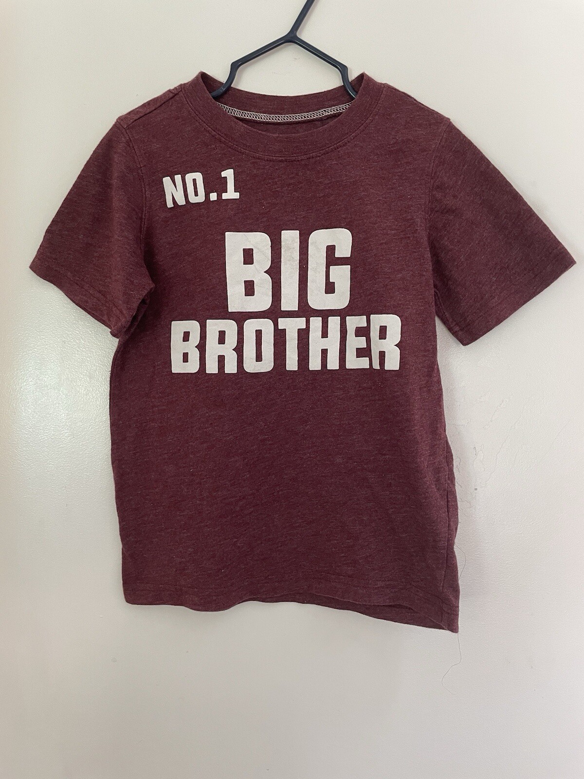 Carter's Kids Boys No. 1 Big Brother Cotton Blend Crew Neck T-Shirt Maroon Sz 4