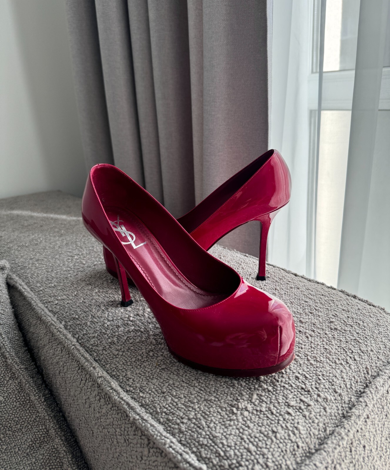 Decolte donna tacco a spillo pelle rossa YSL Yves Saint Laurent EU38 5 US8 5