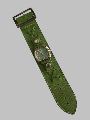 J Jill 925 Sterling Watch J Jill Green Dial Watch On Leather Bund Strap w/ 925  main image 2