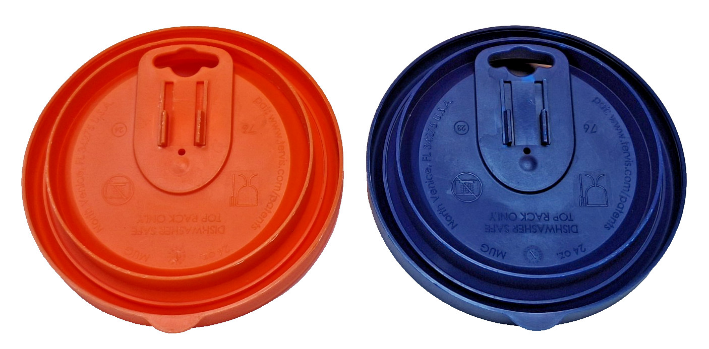 Lot of 2 Tervis 16 oz Tumbler Cup Lids (Blue & Orange)