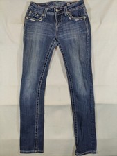 Miss Me Jeans Women 26 Mid Rise Straight Leg Cross Embellished Pocket Denim Blue