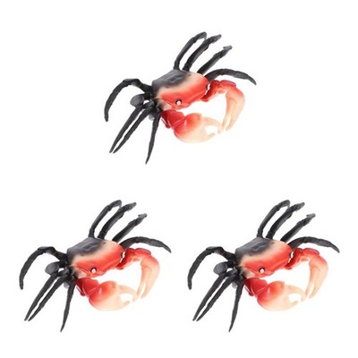 3Pcs Realistic PVC Crab Toy Plastic Animal Decor for Fish Tank