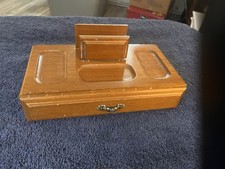 Solid Wood Dresser Valet  Double Drawer Jewelry Box Vintage 1970s