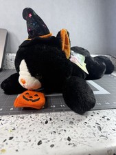 22  Black Halloween Cat Witch Plush Trick Or Treat Bag Stuffed Animal