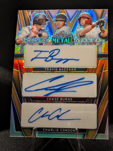 2024 Leaf Metal Baseball-Bazzana/Burns/Condon-Gold Prismatic Triple Auto 1/1