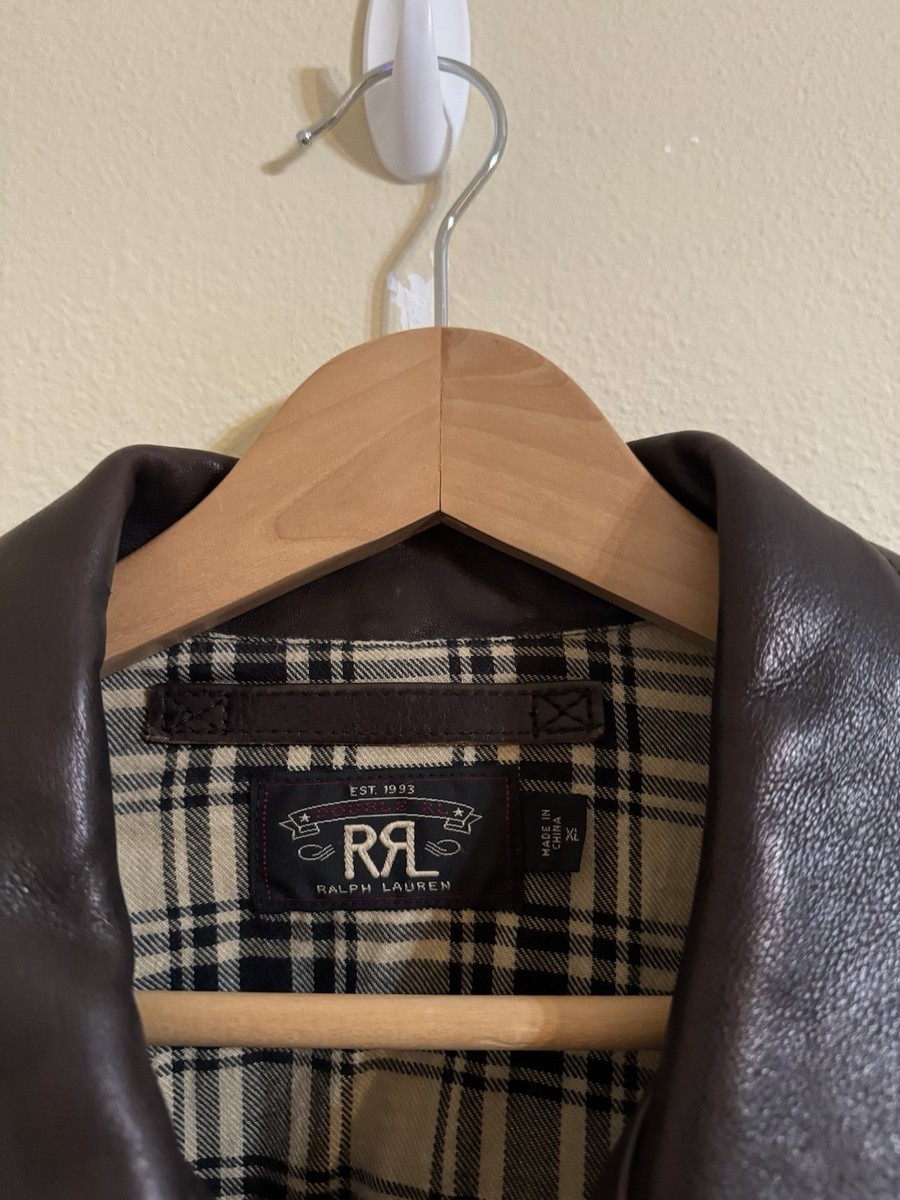 RRL Double RL Ralph Lauren Vegetable Leather Flight Jacket Brown