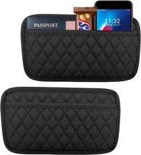 2 PCS Car Side Pocket Organizer, Leather Adhesive Auto Side Seat Back Storage