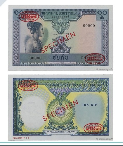 Laos 10 Kip ND(1962) P10bs "Specimen" Gem Uncirculated_LDP. - 第 1/1 張圖片