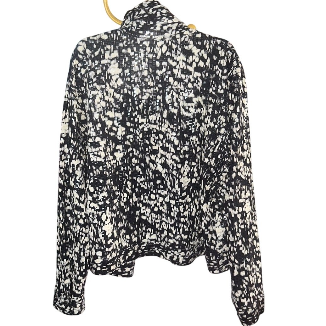 Notations Black Cream Light Sequin Button Up Jack… - image 2