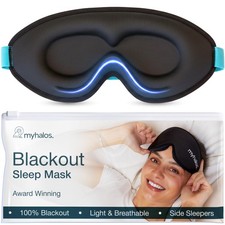 MyHalos Blackout Sleep Mask, Eye Mask for Sleeping, Zero Pressure, Travel