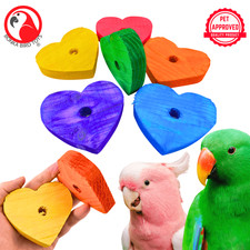 Bonka Bird Toys 980 Pk6 Colored Huge Wood Hearts Foot Talon Craft Part Parrot
