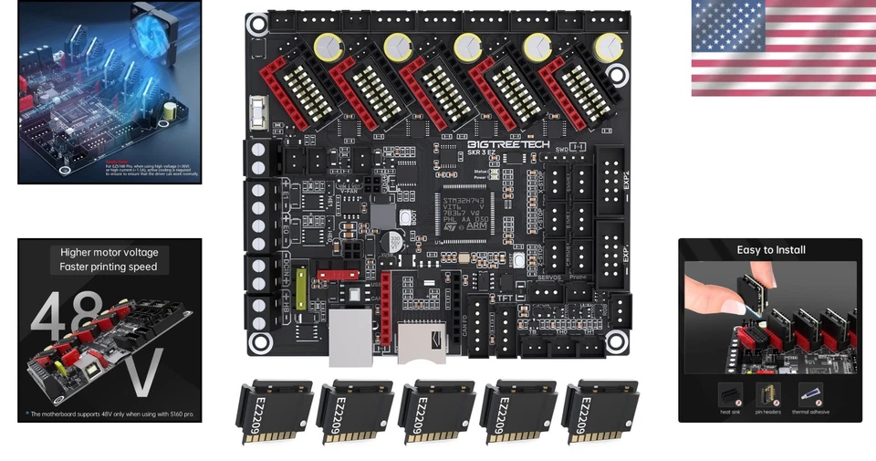 Control Board for 3D Printer EZ Drivers Support LCD Touch Screen SKR 3 EZ - Image 2 of 4