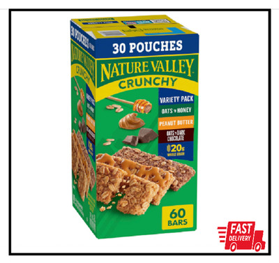 Nature Valley Crunchy Granola Bars Bulk Variety 30 Count (Pack of 1), Brown 